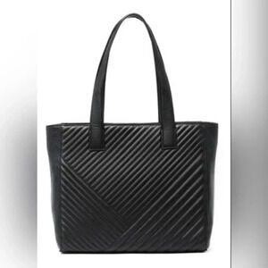 14th & Union Muse Leather Quilted Tote Bag in Black